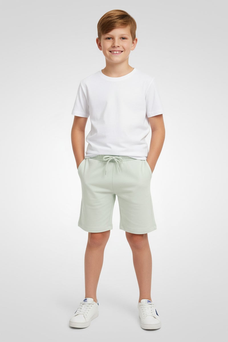 guppy Kids Boy Solid Basic Shorts, Mint - Image 1